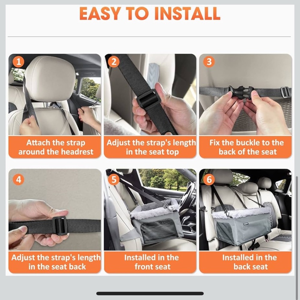 JOEJOY Deluxe Dog Booster Seat with Sturdy Metal Frame and Safety Leash NEW - Picture 6 of 8
